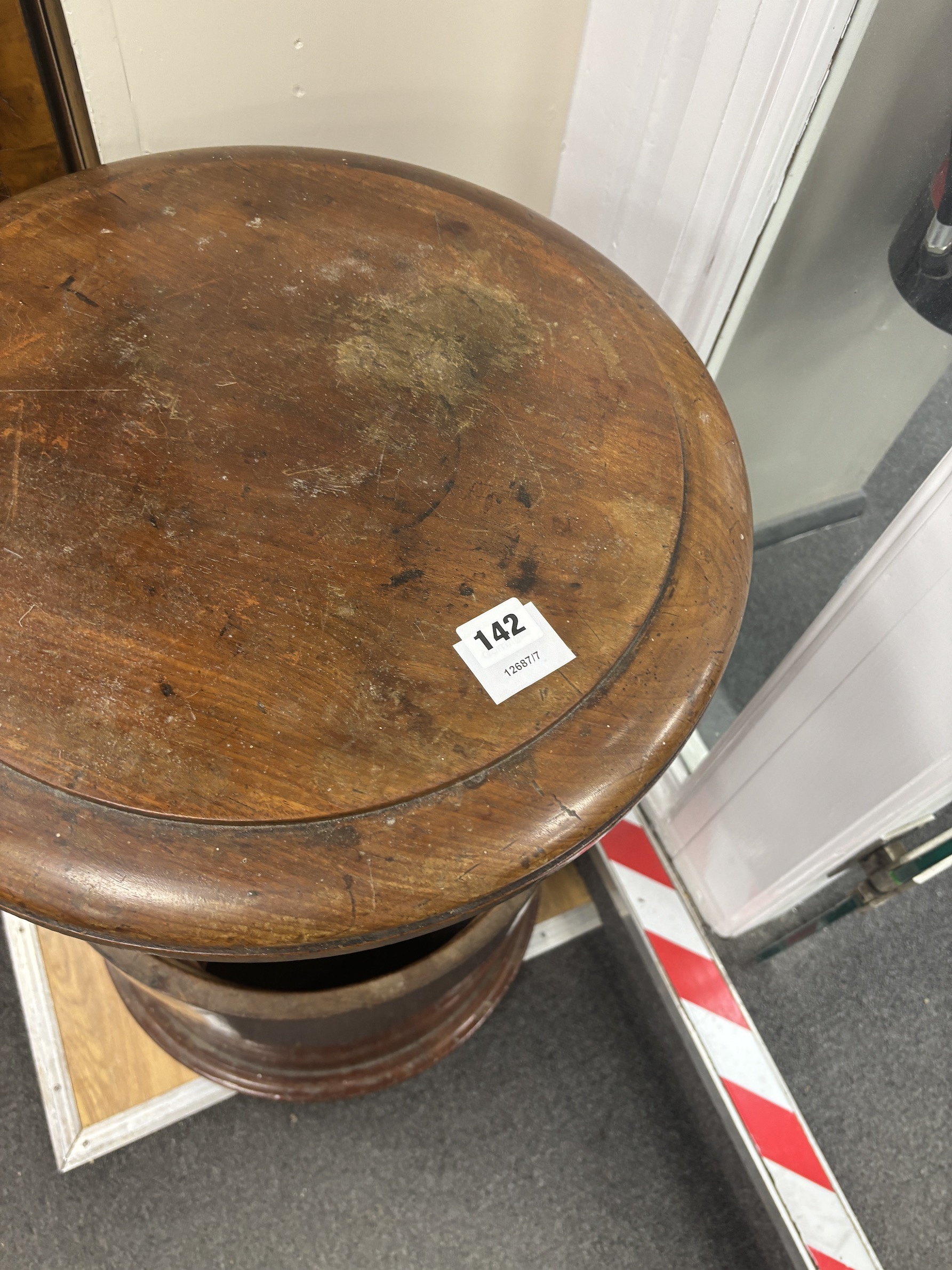 A Victorian mahogany cylinder cupboard, diameter 45cm, height 75cm